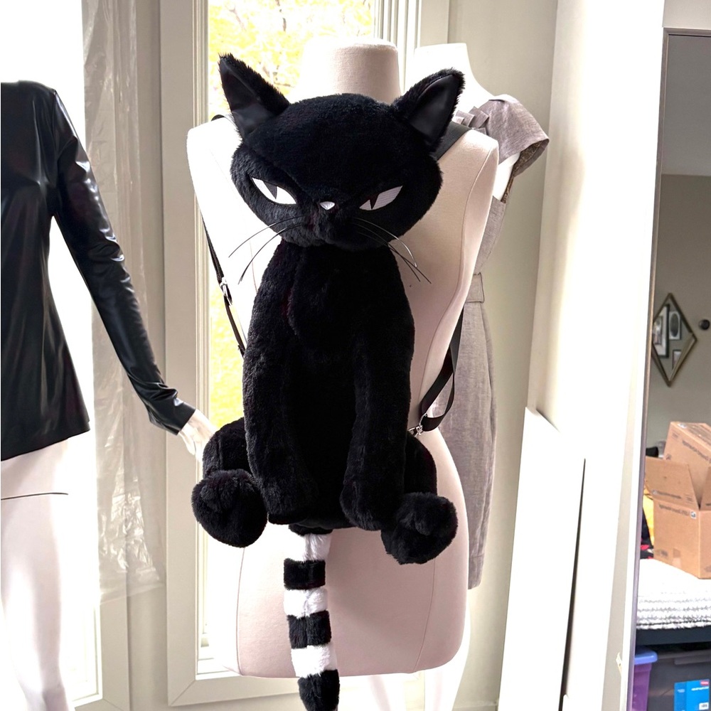 Emily the Strange Dollskill Black Plush Cat Backpack Purse Handbag